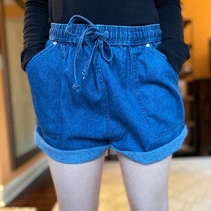 Denim flowy shorts